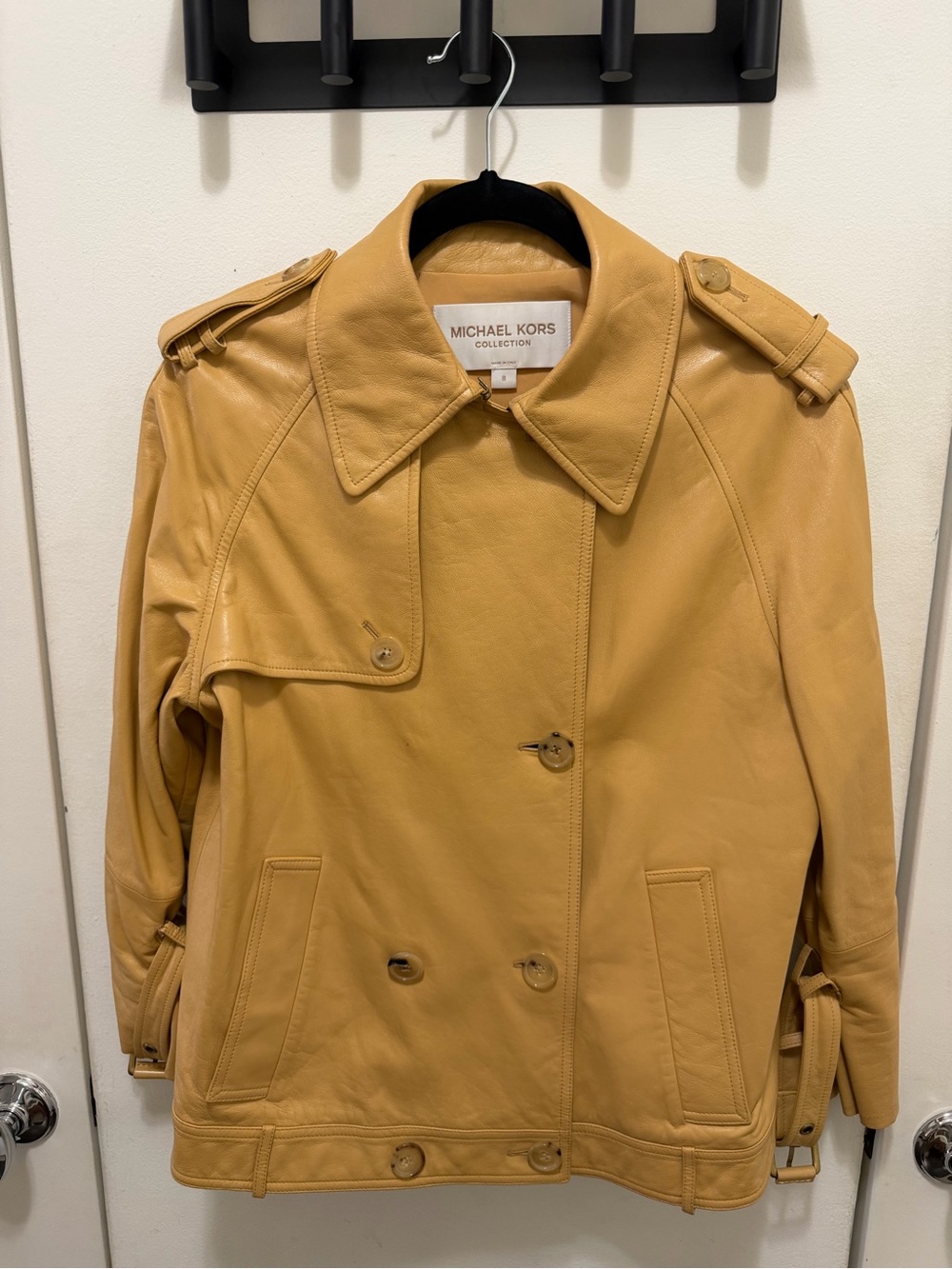 Michael Kors Collection Tan Leather Trench Jacket
